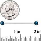14G Matte Blue Zebra Stripe Industrial Barbell 38mm