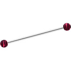 14G Matte Pink Zebra Stripe Industrial Barbell 38mm