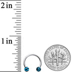 16G 3/8 Matte Blue Zebra Stripe Ends Horseshoe Circular Barbell