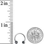 16G 3/8 Matte White Zebra Stripe Ends Horseshoe Circular Barbell