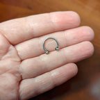 16G 3/8 Matte Grey Zebra Stripe Ends Horseshoe Circular Barbell