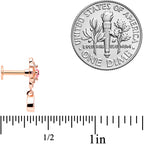 16G 1/4 Clear Pink Gem Rose Gold Tone Cross Dangle Labret Tragus