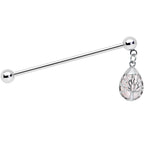 14G Rose Quartz Drop Tree Dangle Industrial Barbell 38mm