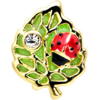 16G 5/16 Clear Gem Gold Tone Leafy Ladybug Labret Monroe Tragus