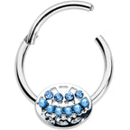 16G 3/8 Blue Gem Geometric Blues Hinged Circular Ring