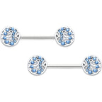 14G 1/2 Blue Gem Geometric Blues Barbell Nipple Ring Set