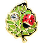20G 1/4 Clear Gem Gold Tone Leafy Ladybug Nose Bone
