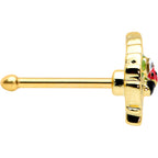 20G 1/4 Clear Gem Gold Tone Leafy Ladybug Nose Bone