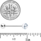 White Howlite Stone Top End Barbell Tongue Ring
