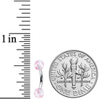 16G 5/16 Clear Pink Glitter Ends Curved Eyebrow Ring