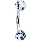 16G 1/4 Clear Black Glitter Ends Rook Curved Barbell