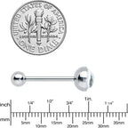 White Faux Opal Disc Top Barbell Tongue Ring