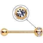 Clear Gem Rose Gold Tone Disco Ball Top Barbell Tongue Ring