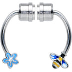 Bee Flower Ends Non Pierced Magnetic Clip On Fake Septum Ring