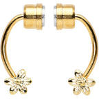 Flower Ends Gold Tone Non Pierced Magnetic Clip On Fake Septum Ring