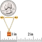 14G 9/16 Gold Tone Candy Corn Halloween Dangle Nipple Ring Set