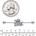 14G Clear Green Gem Sunglasses Octopus Industrial Barbell 38mm