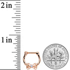 16G 3/8 Clear CZ Gem Rose Gold Hue Openwork Bow Cartilage Clicker