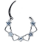 16G 3/8 Clear CZ Gem Open Heart Valentines Cartilage Clicker