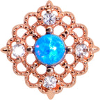 16G 5/16 Blue Synth Opal Rose Gold Tone Lacy Labret Monroe Tragus