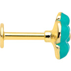 16G 1/4 Gold Tone Little Green Flower Labret Monroe Tragus