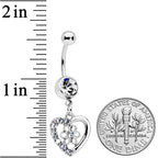 Clear Gem Floral Hollow Heart Valentines Day Dangle Belly Ring