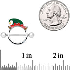 14G 9/16 Holiday Elf Hat Christmas Nipple Shield Set