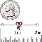 14G Pair of Candy Canes Christmas Industrial Barbell 38mm