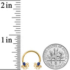 16G 3/8 Gold Tone Blue Octopus Ends Horseshoe Circular Barbell