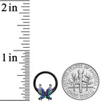 16G 3/8 Black Fantasy Faerie Wings Hinged Segment Ring