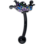 16G 5/16 Black Fantasy Faerie Wings Curved Eyebrow Ring