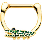 16G 5/16 Gold Tone Green Hungry Alligator Cartilage Clicker