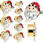 Color Gem Gold Tone Snazzy Santa Christmas Double Flare Plug Set