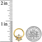 16G 3/8 Clear Gold Tone Flower Snowflake Christmas Hinged Segment Ring