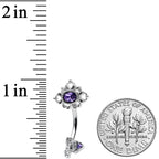 Purple Gem Unlock My Heart Key Valentines Day Double Mount Belly Ring
