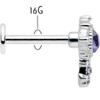 16G 5/16 Purple Gem Unlock My Heart Key Labret Monroe Tragus