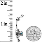 Blue Gem Prowling Tiger Double Mount Belly Ring
