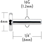 16G 1/4 G23 Titanium Threadless Post Only Labret Tragus