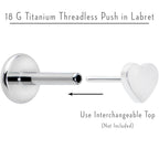 18G 1/4 G23 Titanium Threadless Post Only Labret Tragus