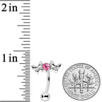 Pink Gem Sweet Butterflies Top Mount Belly Ring