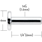 14G 1/4 G23 Titanium Threadless Post Only Labret Monroe Tragus