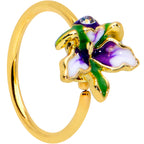 20G 5/16 Clear Gem Gold Tone Iris Flower Nose Hoop