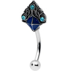16G 5/16 Blue Gem Rococo Blue Curved Eyebrow Ring