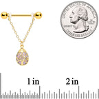 14G 9/16 Amethyst Gold Tone Drop Tree Chain Dangle Nipple Set