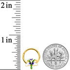 16G 3/8 Clear Gem Gold Tone Iris Flower Hinged Segment Ring