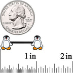 14G 9/16 Black Baby Penguin Barbell Nipple Ring Set