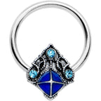 16G 3/8 Blue Gem Rococo Blue BCR Captive Ring