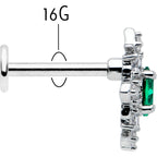 16G 5/16 Green Gem Ornate Art Deco Labret Monroe Tragus