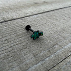 16G 5/16 Green Synthetic Opal Black Fall Leaf Labret Monroe Tragus