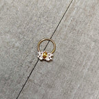 16G 3/8 Yellow Gem Gold Tone Duet Scroll Hinged Segment Ring